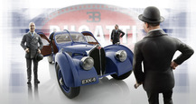 Ettore Bugatti with car by Blacky