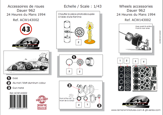 Jeu de roues Dauer Porsche 962