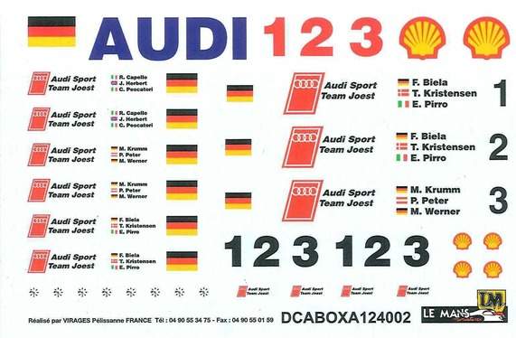 Decal sets for Audi pit 2002
