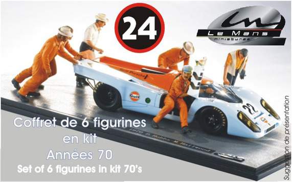 Set of 6 figurines - LeMans team 1970's