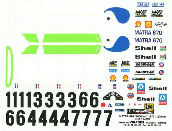 Decals set ffor Matra MS670 