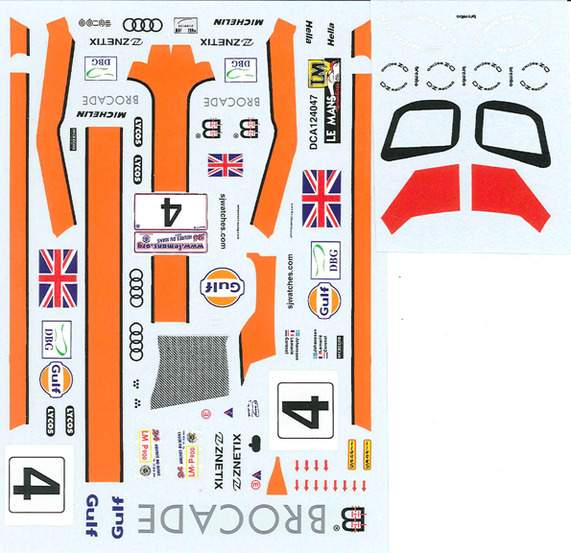 Décalque pour Audi R8 n°4 Gulf