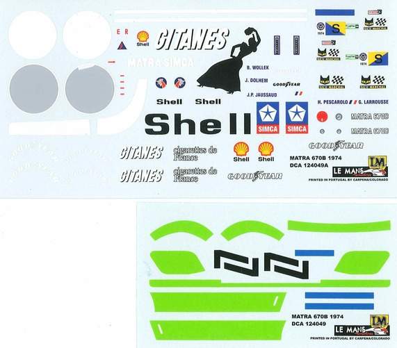 Decals set for Matra MS670B n°7