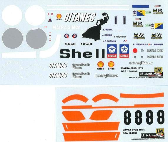 Decals set for Matra MS670B n°8