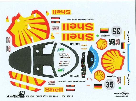 Decals set for Dauer n°35 - Le Mans 1994