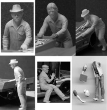 Set of 6 figurines - LeMans team 1970's