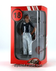 Fangio with helmet in the hand packaging