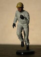 Running driver of the 50's Le Mans start front view